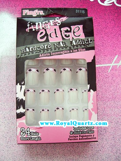 Fing'rs Edge Nails - Pink Argyle Tip